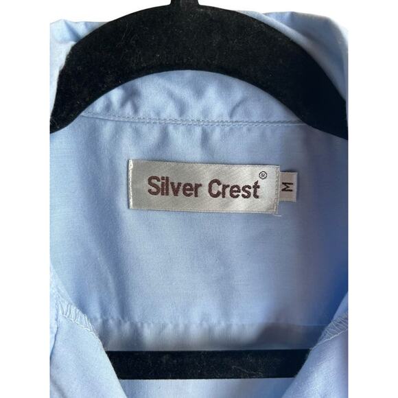 Silver Crest Mexican Cuban Guayabera Embroidered Baby Blue Size Medium 44" Chest - Picture 7 of 8